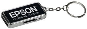 3/4" x 1 1/2" x 1/4" 8GB Black/Silver Metal USB Flash Drive with Keychain