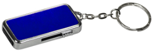 3/4" x 1 1/2" x 1/4" 8GB Blue/Silver Metal USB Flash Drive with Keychain