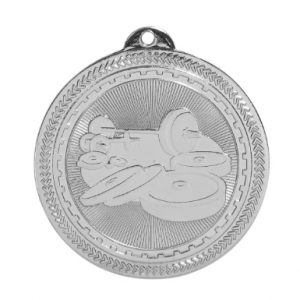 2" Bright Silver Weightlifting Laserable BriteLazer Medal