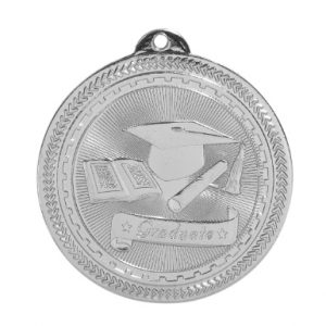 2" Bright Silver Graduate Laserable BriteLazer Medal