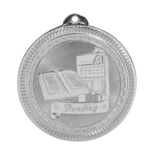 2" Bright Silver Reading Laserable BriteLazer Medal