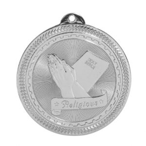 2" Bright Silver Religious Laserable BriteLazer Medal