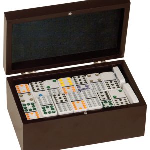 Rosewood Finish Double Twelves Dominos Set with 92 Dominos