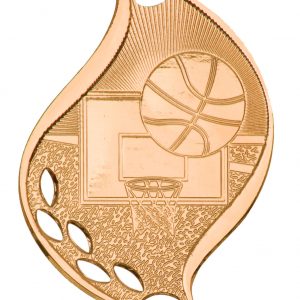 2 1/4" Antique Bronze Basketball Laserable Flame Medal