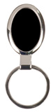 1 1/8" x 1 5/8" Black Laserable Oval Keychain