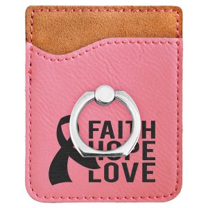 Pink Laserable Leatherette Phone Wallet with Silver Ring