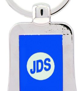 2 1/8" Silver/Blue Laserable Bottle Opener Keychain