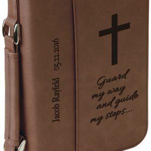 6 3/4" x 9 1/4" Dark Brown Leatherette Book/Bible Cover with Handle & Zipper