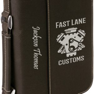 6 3/4" x 9 1/4" Black/Silver Leatherette Book/Bible Cover with Handle & Zipper