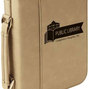 7 1/2" x 10 3/4" Light Brown Leatherette Book/Bible Cover with Handle & Zipper