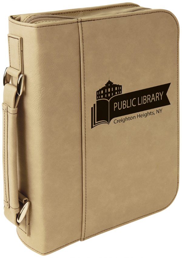 7 1/2" x 10 3/4" Light Brown Leatherette Book/Bible Cover with Handle & Zipper