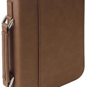 7 1/2" x 10 3/4" Dark Brown Leatherette Book/Bible Cover with Handle & Zipper