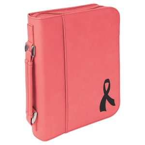 7 1/2" x 10 3/4" Pink Leatherette Book/Bible Cover with Handle & Zipper