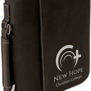 7 1/2" x 10 3/4" Black/Silver Leatherette Book/Bible Cover with Handle & Zipper