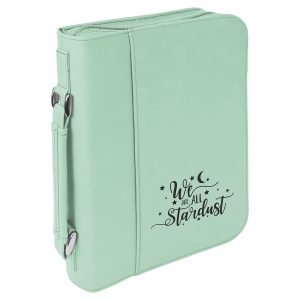 7 1/2" x 10 3/4" Teal Leatherette Book/Bible Cover with Handle & Zipper