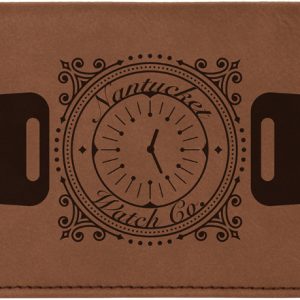 6 3/4" x 3 1/2" Dark Brown Laserable Leatherette Checkbook Cover