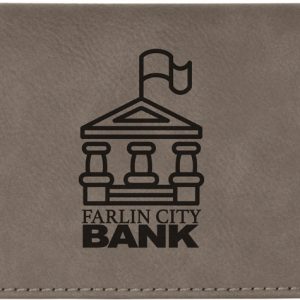 6 3/4" x 3 1/2" Gray Laserable Leatherette Checkbook Cover