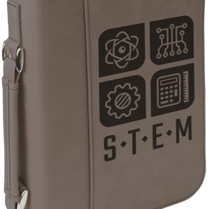 7 1/2" x 10 3/4" Gray Leatherette Book/Bible Cover with Handle & Zipper