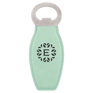 Teal Laserable Leatherette Bottle Opener with Magnet