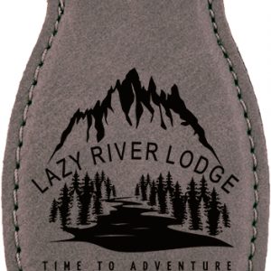 Gray Laserable Leatherette Bottle Opener with Magnet