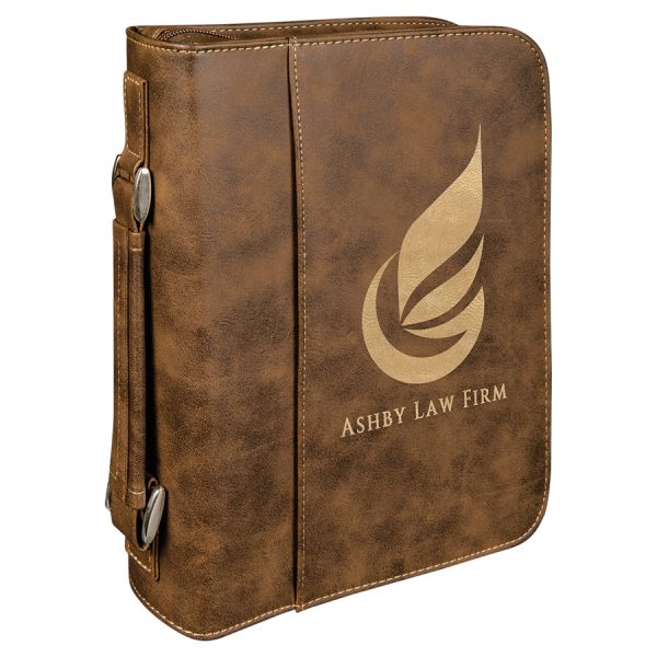 7 1/2" x 10 3/4" Rustic/Gold Leatherette Book/Bible Cover with Handle & Zipper