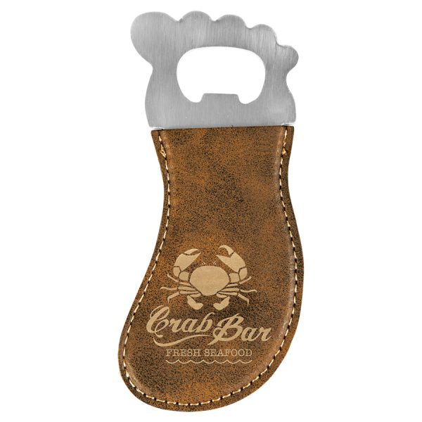 Rustic/Gold Laserable Leatherette Foot Shaped Bottle Opener with Magnet