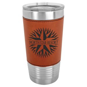 20 oz. Rawhide Laserable Leatherette Polar Camel Tumbler with Clear Lid
