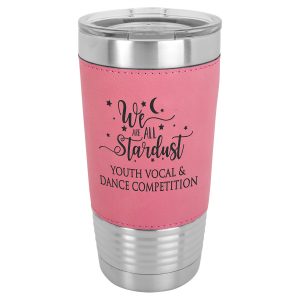 20 oz. Pink Laserable Leatherette Polar Camel Tumbler with Clear Lid