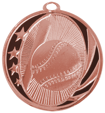 2" Bright Bronze Baseball/Softball Laserable MidNite Star Medal