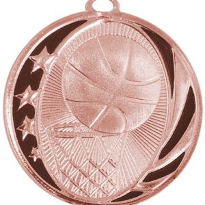 2" Bright Bronze Basketball Laserable MidNite Star Medal