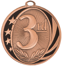 2" Bright Bronze 3rd Place Laserable MidNite Star Medal