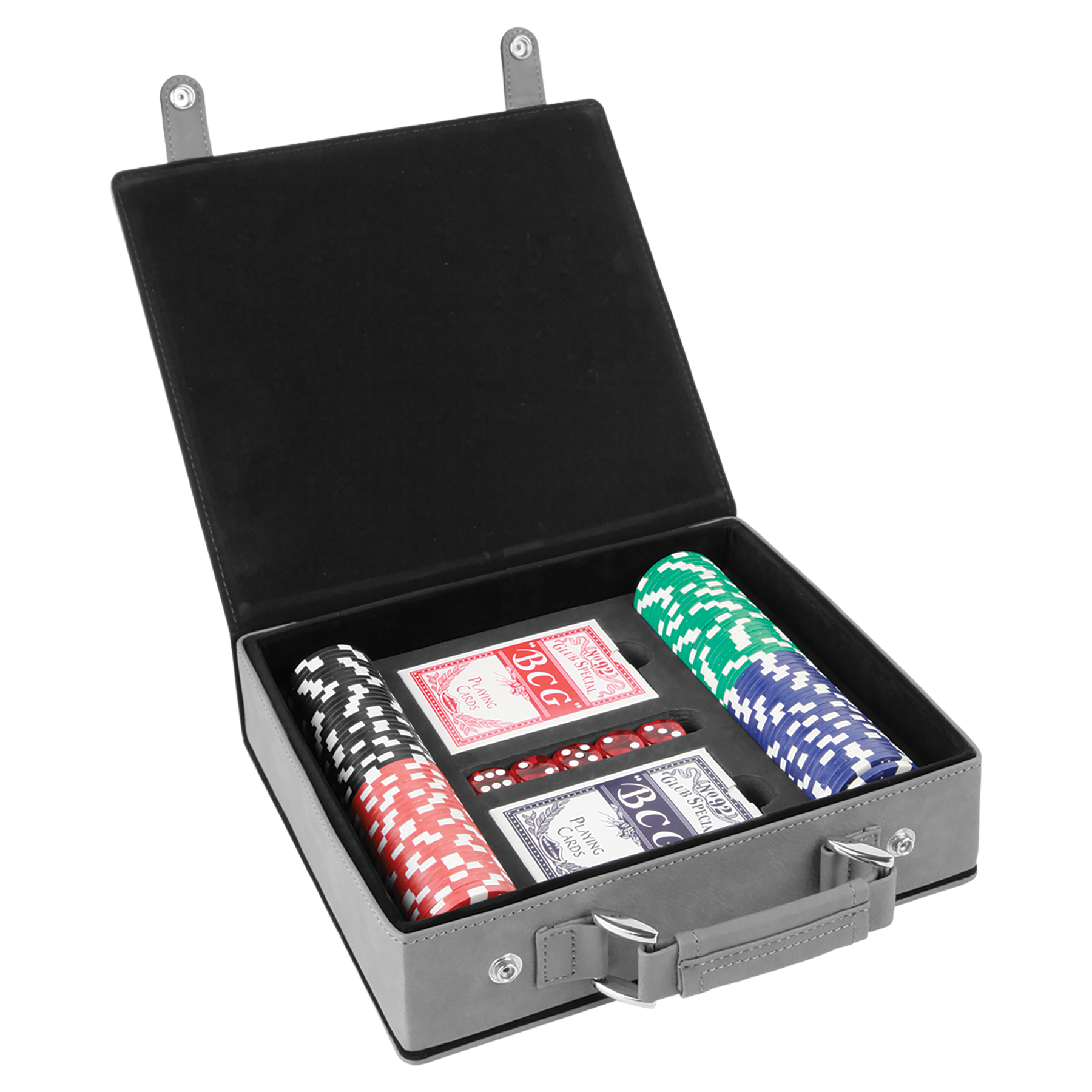 Gray Leatherette 100Chip Poker Set New Dawn Lasers