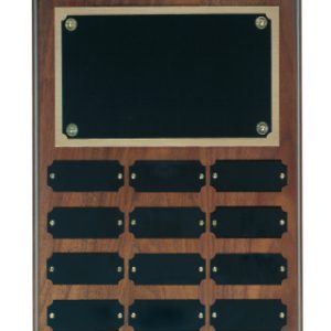 12 Plate Genuine Walnut Completed Perpetual Plaque